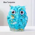 Blue turquoise crystal owl statue handcrafted with resin and gold leaf decorative flakes - Blue Turquoise Style 2