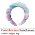 Puffy sponge headband in tie-dye blue and purple fabric for face washing - 16-velvet Morandi Color Headband