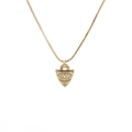 Collier doré œil maléfique avec pendentif cadenas triangle et zircons pour femme - Serrure Œil Triangle