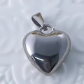 Polished silver heart pendant in stainless steel with a metallic finish and bail - Heart / Steel