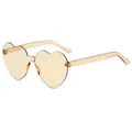 Frameless heart shaped sunglasses in transparent tea brown jelly color for women - Light Tea