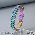 Rainbow-plated stainless steel watch band bracelet in 15mm width for men and women - Colorful