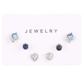 Set of three irregular vintage earrings featuring blue gemstones and pearls - 90 White K (9783)