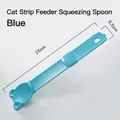 Blue pet food spoon squeezer for cat treats feeding, size 25x6.5cm plastic tool - 25x6.5cm / Bear Head Blue