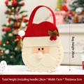 Bolsa de regalo de Navidad en lino con Papá Noel y asa roja, tamaño 20x15x5cm - Bolso de mano Edición Q Papá Noel