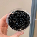 Elastici per capelli neri usa e getta ad alta elasticità in un flacone trasparente - Barattolo / 1# Nero (300 Pezzi)