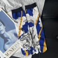 Blue and white jacquard Tabi socks with cloud and lightning patterns in a flat lay - 35-41 / Blue White Dragon