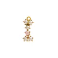 Vertical pearl letter I pendant with gold plating and six white and pink beads - Letter I - Pink