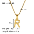 Golden titanium steel necklace featuring a stylish geometric letter R pendant design - R(NB-N1049)