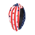 Knotted American flag headband with patriotic red, white and blue rhinestones - Red and White Vertical Stripe Rhinestone Headband