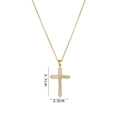 Gold cross necklace with white zircon pavé setting measuring 3.7cm by 2.3cm - Gold White Stone Cross (A758)