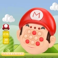Red electronic pop push toy with 30 levels featuring a classic cartoon character design - Big Head Mario Red