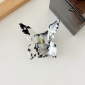 Elegant black and white marble acetate butterfly hair claw clip with golden metal spring - Cow Print