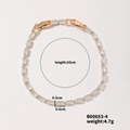 Light blue irregular glass beads bracelet with gold plating and size details - Gold-Light Blue(B00653-4)