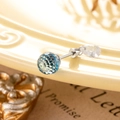 6mm faceted blue crystal ball ear stud made of titanium steel with screw back fastening - Blue (A399-5#)