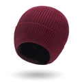 Gorro de punto burdeos con forro negro y dobladillo acanalado clásico para el invierno - Talla única / Burdeos