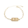 Detail showing gold hamsa hand and polaris paperclip chain bracelet with cz stones - Hamsa Hand Star of David / Gold