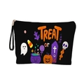 Pochette di Halloween con cerniera, fantasmi, zucche e manico a nastro nero - Elementi di Halloween Neri Treat or Treat (Con Cinturino) / 17x25cm