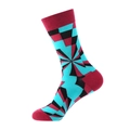 Mittelhohe Baumwollsocke mit geometrischen Mustern in Cyan und Magenta auf Weiß - Einheitsgröße / 922 Cyan Magenta Schwarz Blöcke