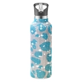 32oz stainless steel tumbler with blue and silver rhinestones and straw lid - Cow Pattern Sky Blue