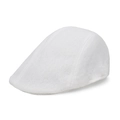 White linen mesh newsboy cap with breathable vintage flat cap style for men in summer - One Size / White