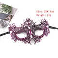 Detail view of purple gold-stamped lace masquerade mask with dimensions 22x13cm - New Flower - Rose Red