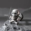 Men's retro skull and crossbones stud earring in antique silver stainless steel - Skull Style (S196)