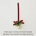 Christmas tree hanging ornament with red bow, pine cone, and gold bell decoration - Red Single Bell