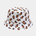 White reversible bucket hat featuring tropical palm tree and sunset silhouette prints - M (56-58cm) / 22# Palm Sunset Dream Big