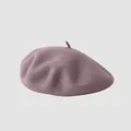 Classic wool felt beret hat in soft dusty purple color for women fashion styling - M (56-58cm) / Dusty Pink