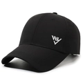 Black quick-dry baseball cap featuring a silver WY logo embroidery and curved brim - Black
