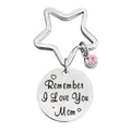 Llavero de estrella en acero con cristal rosa y colgante grabado regalo mamá - YW0001-Remember I Love You Mom