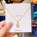Collier en acier titane doré avec pendentif tulipe serti de zircons en forme de goutte - Tulipe Or Chaîne-O