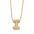 Gold plated necklace with letter I pendant featuring sparkling pavé cubic zirconia - Letter I