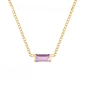 Collana con pietra portafortuna in acciaio inossidabile con ametista viola in oro 14K - Giugno Viola (Colore Alessandrite)