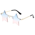 Star-shaped rimless sunglasses with blue-to-pink gradient lenses and gold metal frames - Gold Frame Blue-Pink Gradient Lens