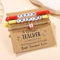 3-piece teacher appreciation bracelet set with TEACH and INSPIRE lettering on clay beads - SY0602-1 (3Pcs Set-Red/Yellow/Gold)
