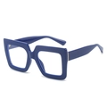 Classic dark blue oversized square glasses frame with thick glossy retro design - Solid Blue Frame