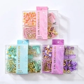 Pink, mint, and purple macaron stationery sets with golden clips in a transparent box - 7752 Set (Paper Clips+Thumbtacks+Binder Clips+Round Clips)
