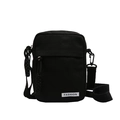 Mini black canvas crossbody phone bag with adjustable strap and Fashion label tag - Black