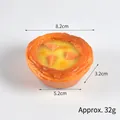 Realistic artificial egg tart model with peach topping and size dimensions on white back - Mango Egg Tart (Single without packaging)