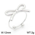 Silberner verstellbarer Schleifenring mit minimalistischen Perlen im 12mm Breiten-Stil - Einheitsgröße(Einstellbar) / Stahlfarbe (KR111184-KFC)