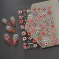 Pegatinas 3D para uñas de estilo francés con efecto láser y flores de hibisco - Estilo de Flor de Hibisco en Relieve (CO-305)