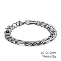 Silver stainless steel Figaro chain bracelet, 210mm long and 10mm wide with lobster clasp - Silver Cuban Chain (10mm x 210mm)