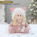 Poupée de Noël en peluche rose avec chapeau en fourrure et bois, décor 24x17x13cm - Rose-Fille-Petit