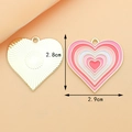Pink heart enamel pendant charm with gold metal base for DIY jewelry making 2.9cm - 11# Valentine Pink and Rose Red Heart