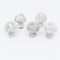 Polished 2cm natural stone mushroom ornaments in green, white, and purple crystal textures - Auspicious Jade