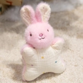 Pink plush rabbit head star-shaped baby security blanket with colorful polka dots - Pink Rabbit