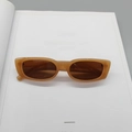 Chic tortoiseshell square sunglasses with brown lenses and retro narrow frame design - Milk Tea