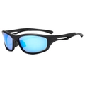 Polarized sports sunglasses with matte black frame and blue mirrored lenses for outdoor - Matte Black Frame Blue Mirrored Lens